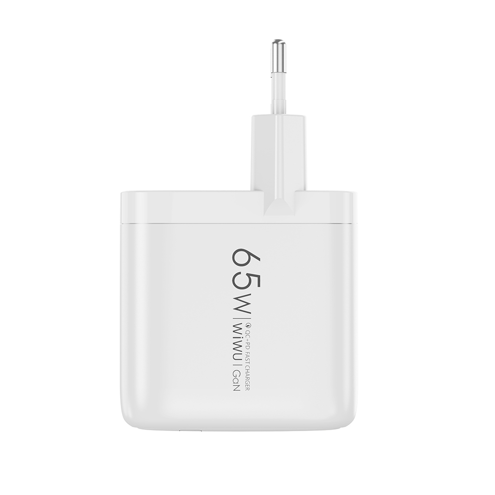 Wiwu Wi-U024 EU Serisi Dual Type-C PD & USB-A GaN Teknolojili Hızlı Şarj Başlığı 65W - Beyaz