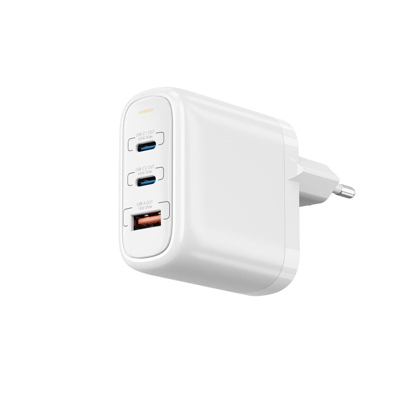 Wiwu Wi-U024 EU Serisi Dual Type-C PD & USB-A GaN Teknolojili Hızlı Şarj Başlığı 65W - 3