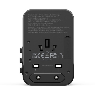 Wiwu Wi-UA006 Çoklu Universal TR/US/UK/AUS/EU Uyumlu Seyahat Şarj Adaptörü 45W - 7