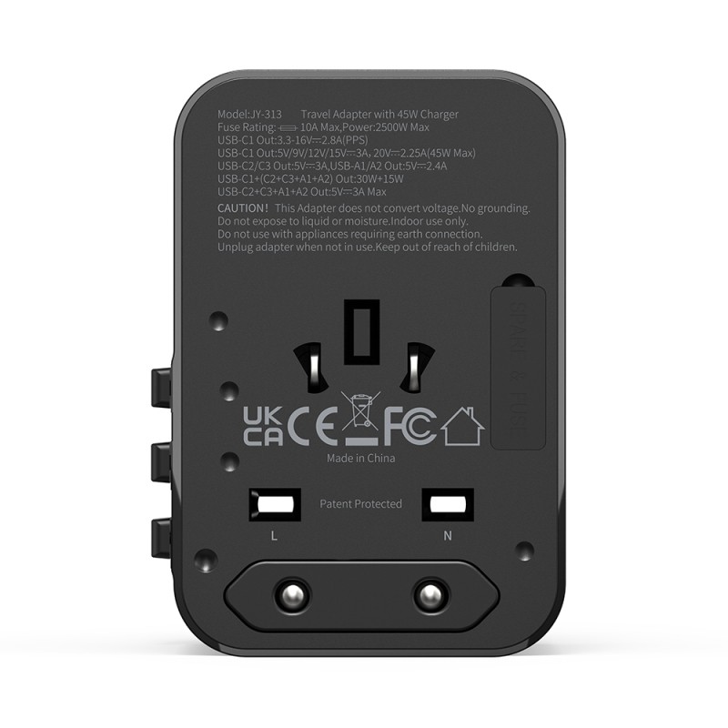 Wiwu Wi-UA006 Çoklu Universal TR/US/UK/AUS/EU Uyumlu Seyahat Şarj Adaptörü 45W - 7