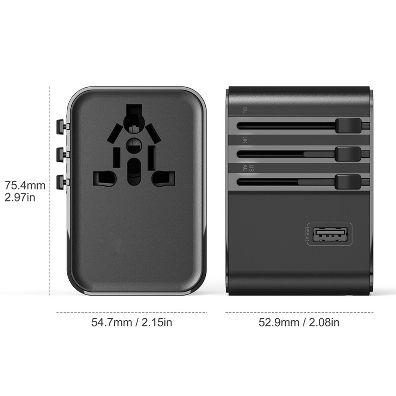 Wiwu Wi-UA006 Çoklu Universal TR/US/UK/AUS/EU Uyumlu Seyahat Şarj Adaptörü 45W - 16