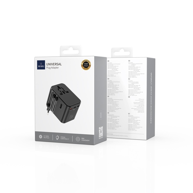 Wiwu Wi-UA006 Çoklu Universal TR/US/UK/AUS/EU Uyumlu Seyahat Şarj Adaptörü 45W - 17