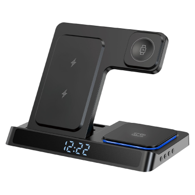Wiwu Wi-W006 Power Air 5in1 Digital Clock and Fast Charging Featured Magnetic Wireless Charging Stand - Wiwu