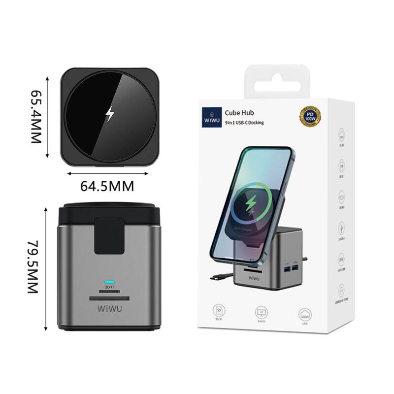 Wiwu Wi-W025 9in1 M-safe Şarj Özellikli Type-C Hub PD 100W USB 3.0 SD/TF HDMI RJ45 - 14