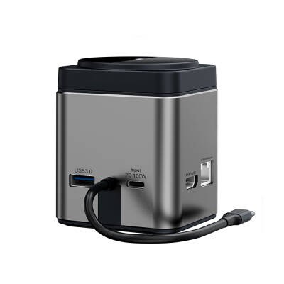 Wiwu Wi-W025 9in1 M-safe Şarj Özellikli Type-C Hub PD 100W USB 3.0 SD/TF HDMI RJ45 - 2