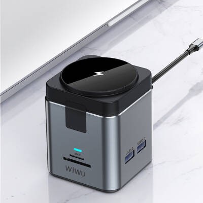 Wiwu Wi-W025 9in1 M-safe Şarj Özellikli Type-C Hub PD 100W USB 3.0 SD/TF HDMI RJ45 - 8