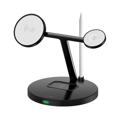Wiwu Wi-W032 4 in 1 Magnetik Hızlı Şarj Özellikli Kablosuz Şarj Standı 15W - Wiwu