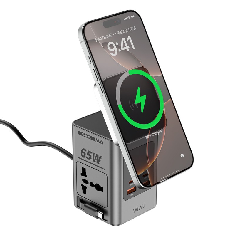 Wiwu Wi-W040 GaN 65W 8-in-1 Charging Station for Phones, Smartwatches & Headphones - 7