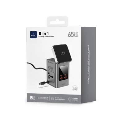Wiwu Wi-W040 Telefon & Akıllı Saat & Kulaklık İçin GaN 65W 8in1 Şarj İstasyonu - 9