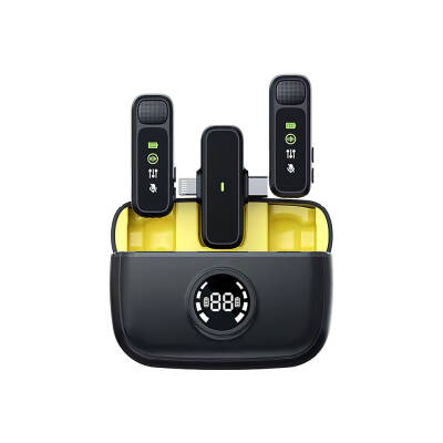 Wiwu Wi-WM003 Digital LED Indicator Type-C & Lightning Port Dual Wireless Lavalier Microphone - Wiwu