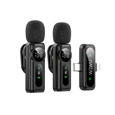 Wiwu Wi-WM007 2in1 Wireless Lavalier Microphone with ANC and Lightning Port - Wiwu