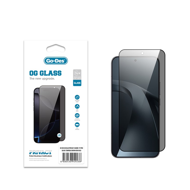 Xiaomi 17T Pro Go Des OG Glass Privacy Antistatic Tempered Glass Screen Protector - 1