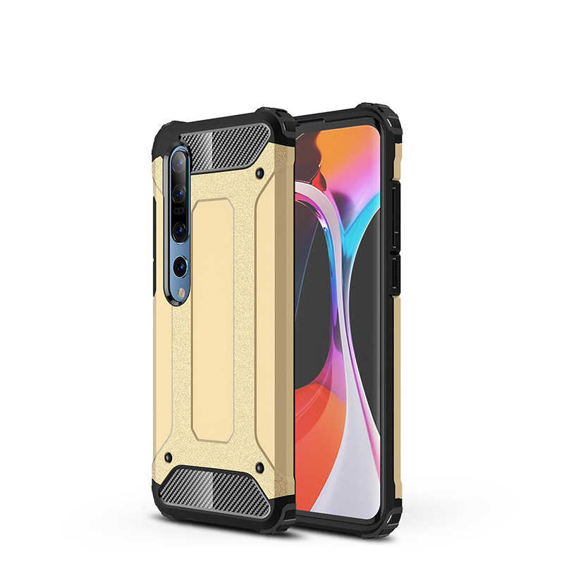 Xiaomi Mi 10 Kılıf Zore Crash Silikon Kapak - Gold