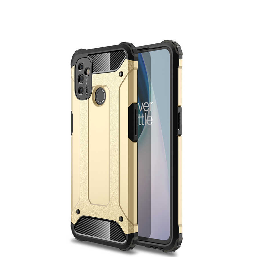 One Plus Nord N100 Kılıf Zore Crash Silikon Kapak - Gold