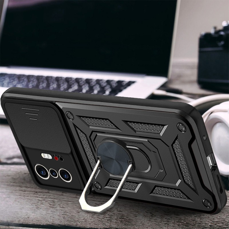 Xiaomi Mi 11T 5G Kılıf Magnetik Standlı Kamera Korumalı Zore Sürgülü Vega Kapak - 3