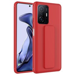Xiaomi Mi 11T Pro 5G Kılıf Zore Qstand Kapak Kırmızı