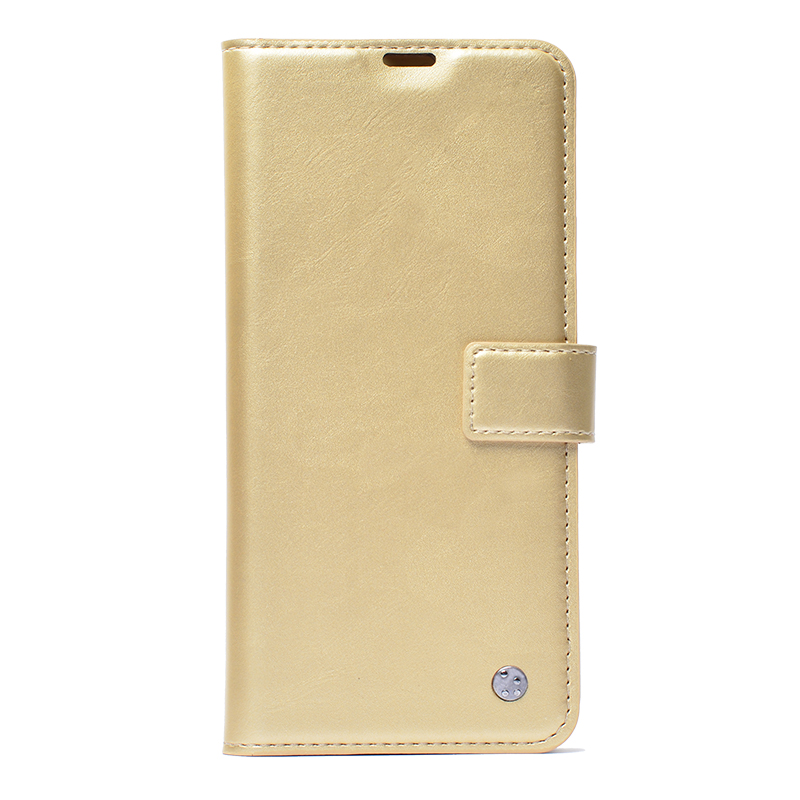 Xiaomi Redmi 12C Kılıf Zore Kar Deluxe Kapaklı Kılıf - Gold