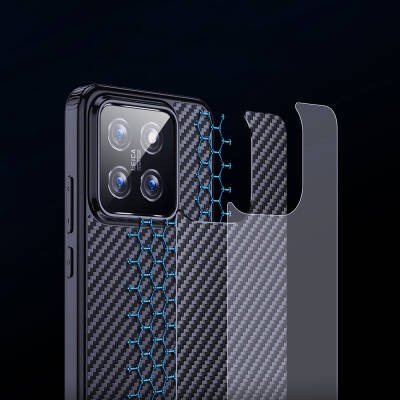 Xiaomi Mi 14 Kılıf Aramid Karbon Fiber M-safe Özellikli Wlons Radison Kapak - 13