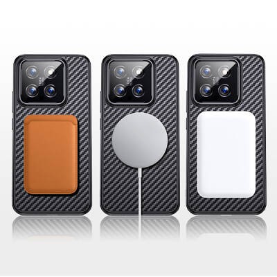 Xiaomi Mi 14 Kılıf Aramid Karbon Fiber M-safe Özellikli Wlons Radison Kapak - 18