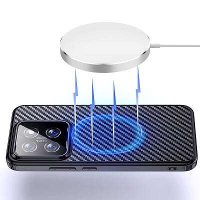 Xiaomi Mi 14 Kılıf Aramid Karbon Fiber M-safe Özellikli Wlons Radison Kapak - 3
