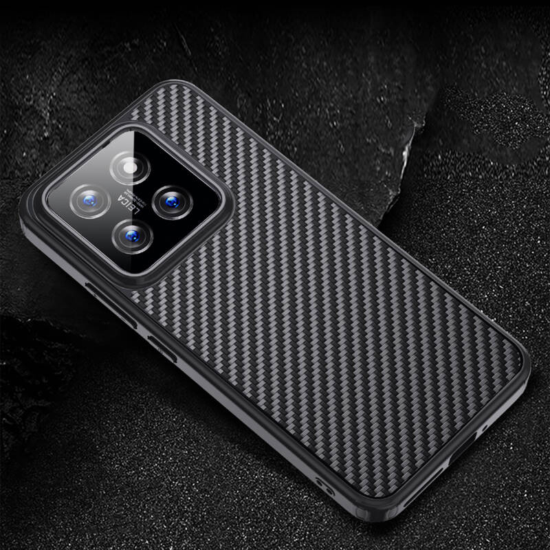 Xiaomi Mi 14 Kılıf Aramid Karbon Fiber M-safe Özellikli Wlons Radison Kapak - 4