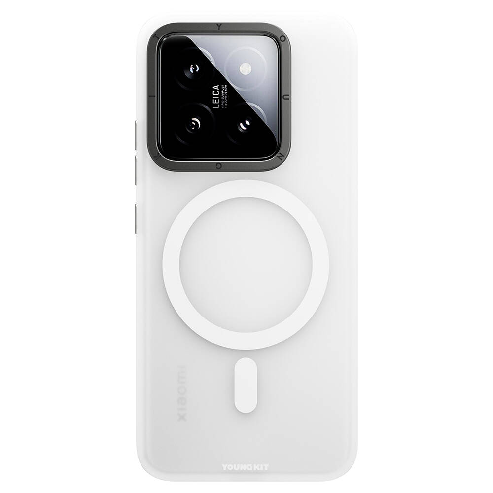 Xiaomi Mi 14 Kılıf M-safe Şarj Özellikli Youngkit Hidden Sand Serisi Kapak - Beyaz