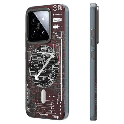 Xiaomi Mi 14 Kılıf M-safe Şarj Özellikli YoungKit Technology Serisi Kapak - Youngkit