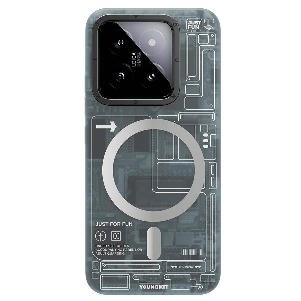 Xiaomi Mi 14 Kılıf M-safe Şarj Özellikli YoungKit Technology Serisi Kapak - Siyah