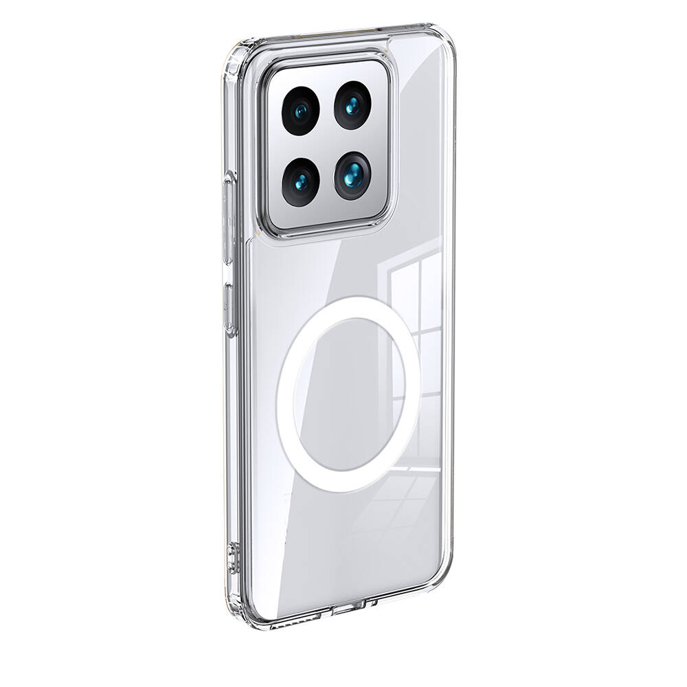 Xiaomi Mi 14 Kılıf Sert PC Arka Yüzey Wireless Şarj Özellikli Zore Flet M-safe Kapak - Renksiz