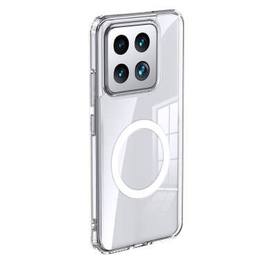 Xiaomi Mi 14 Kılıf Sert PC Arka Yüzey Wireless Şarj Özellikli Zore Flet M-safe Kapak Renksiz