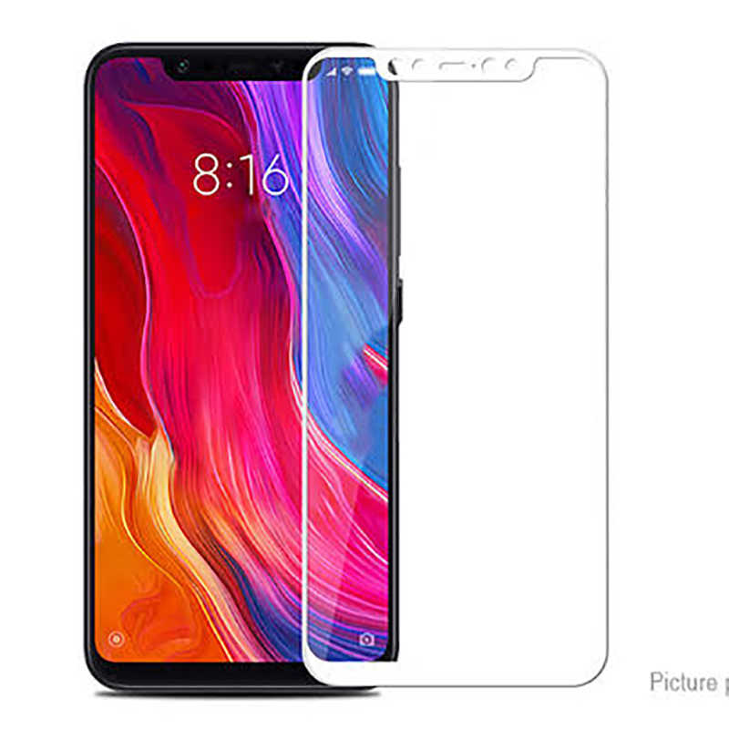 Xiaomi Mi 8 Zore Kenarları Kırılmaya Dayanıklı Cam Ekran Koruyucu - Beyaz