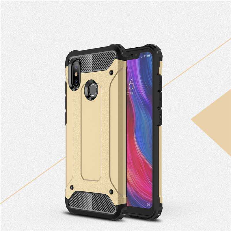 Xiaomi Mi 8 Kılıf Zore Crash Silikon Kapak - Gold