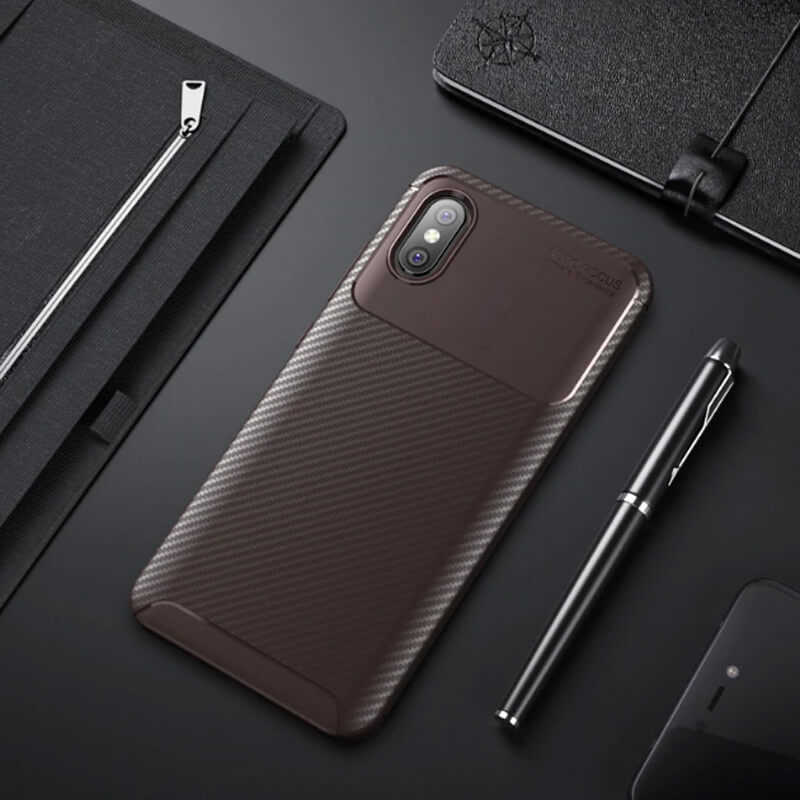 Xiaomi Mi 8 Pro Kılıf Zore Negro Silikon Kapak - Kahverengi