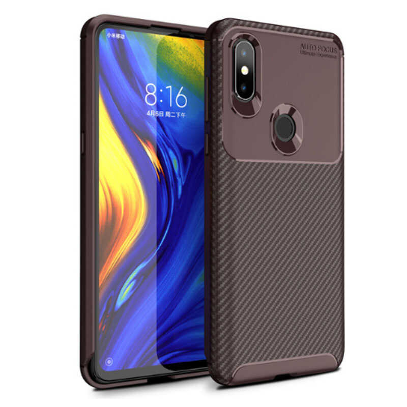 Xiaomi Mi Mix 3 Kılıf Zore Negro Silikon Kapak - Kahverengi