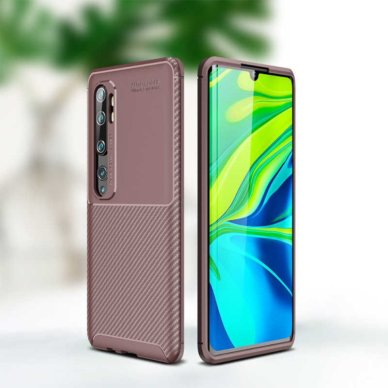 Xiaomi Mi Note 10 Kılıf Zore Negro Silikon Kapak - Kahverengi