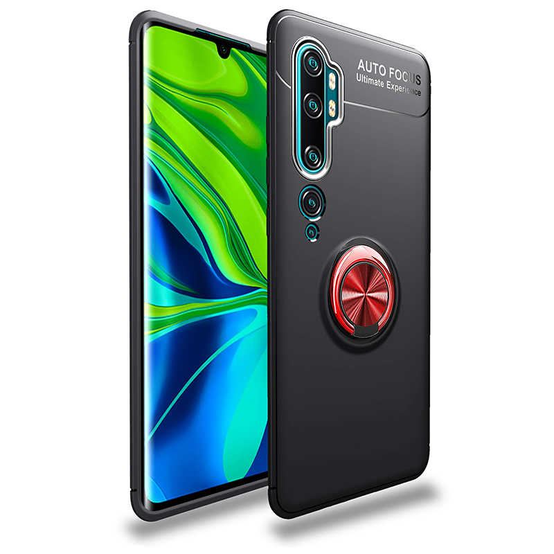 Xiaomi Mi Note 10 Kılıf Zore Ravel Silikon Kapak - Siyah-Kırmızı