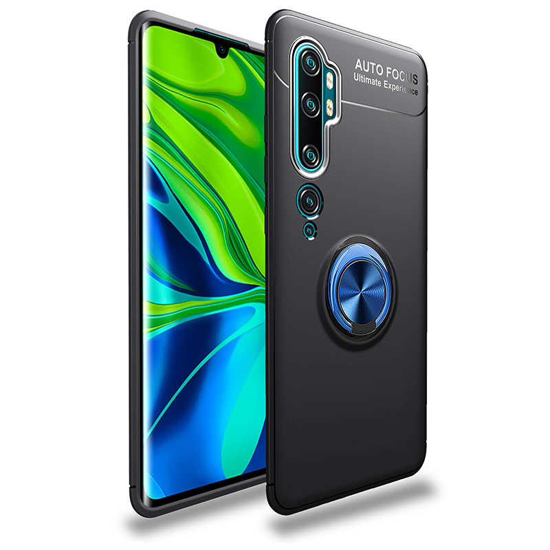 Xiaomi Mi Note 10 Kılıf Zore Ravel Silikon Kapak - Siyah-Mavi