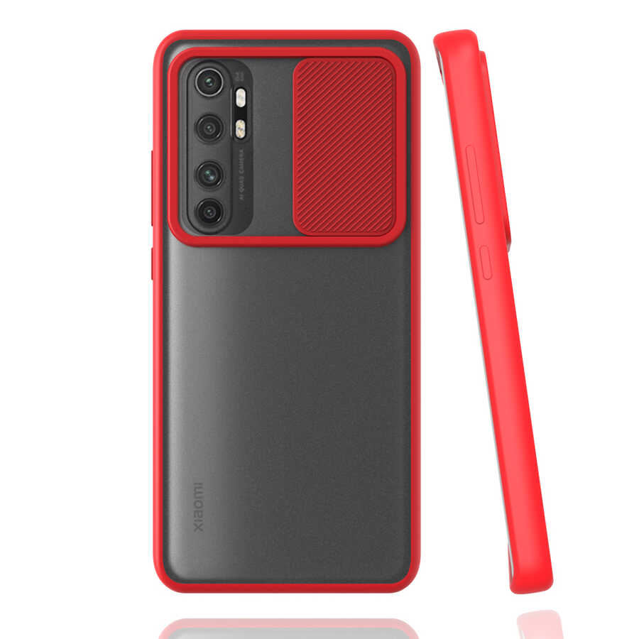 Xiaomi Mi Note 10 Lite Kılıf Zore Lensi Kapak - Kırmızı
