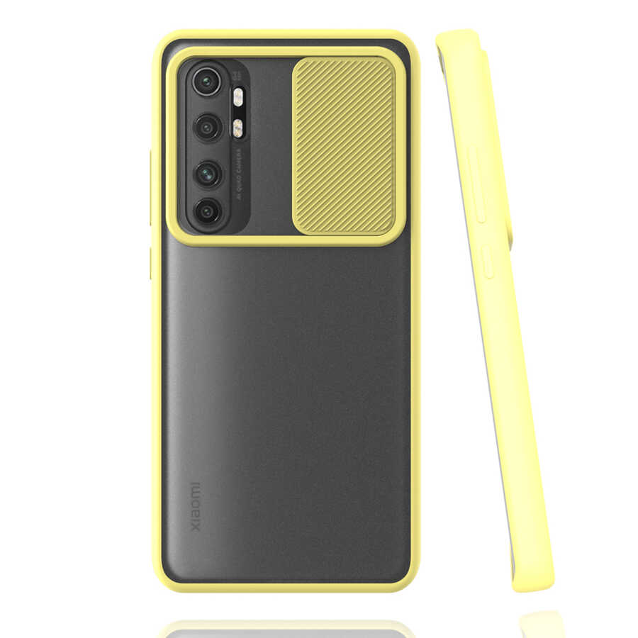 Xiaomi Mi Note 10 Lite Kılıf Zore Lensi Kapak - Sarı