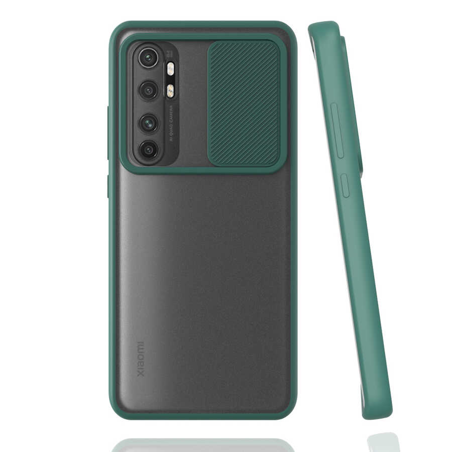 Xiaomi Mi Note 10 Lite Kılıf Zore Lensi Kapak - Koyu Yeşil