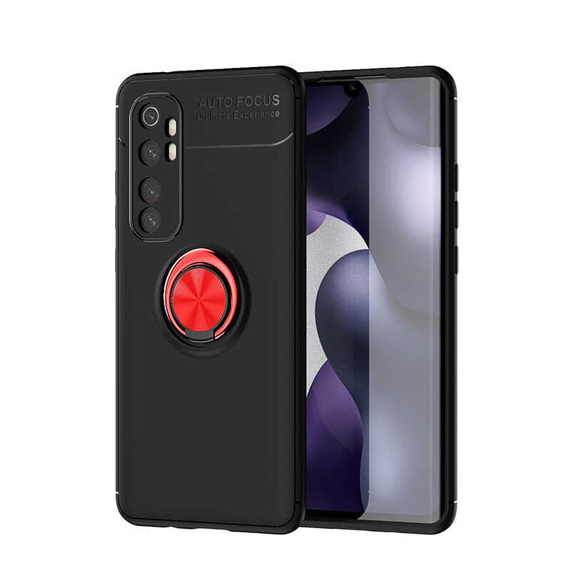 Xiaomi Mi Note 10 Lite Kılıf Zore Ravel Silikon Kapak - Siyah-Kırmızı