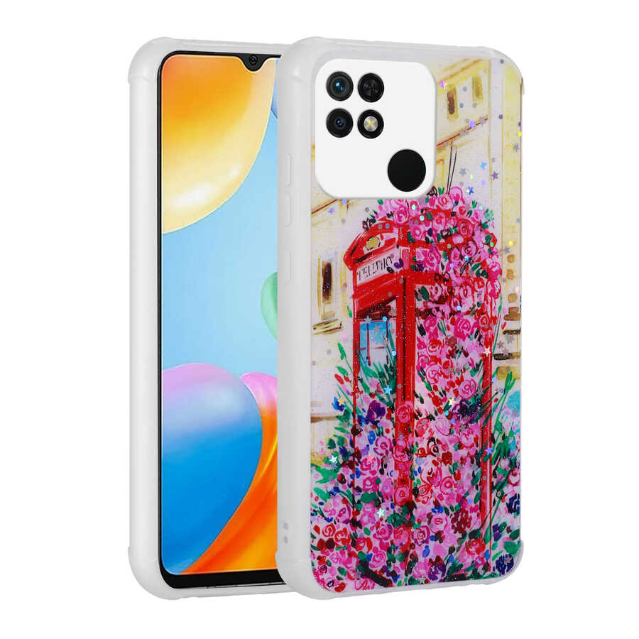 Xiaomi Poco C40 Kılıf Simli Desenli Kamera Korumalı Parlak Zore Popy Kapak - Kulübe