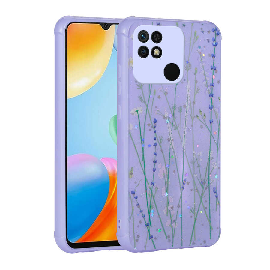 Xiaomi Poco C40 Kılıf Simli Desenli Kamera Korumalı Parlak Zore Popy Kapak - Dallar