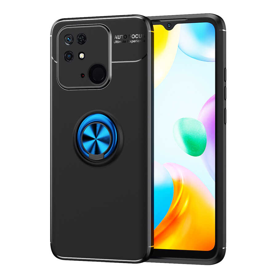 Xiaomi Poco C40 Kılıf Zore Ravel Silikon Kapak - Siyah-Mavi