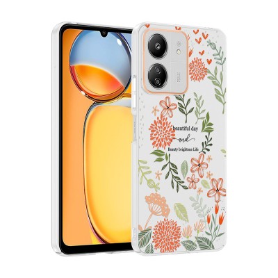 Xiaomi Poco C65 Case with Camera Protector, Patterned Zore Clip Cover - 1