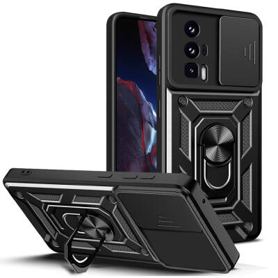 Xiaomi Poco F5 Pro Case Magnetic Stand Camera Protector Zore Sliding Vega Cover - Zore