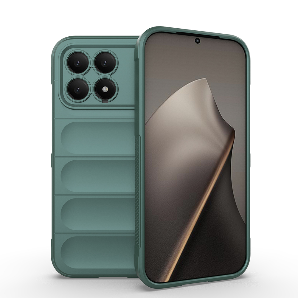 Xiaomi Poco F8 Pro Kılıf Esnek TPU Oyuklu Arka Yüzey Tasarımlı Zore Etnik Silikon Kapak - Koyu Yeşil