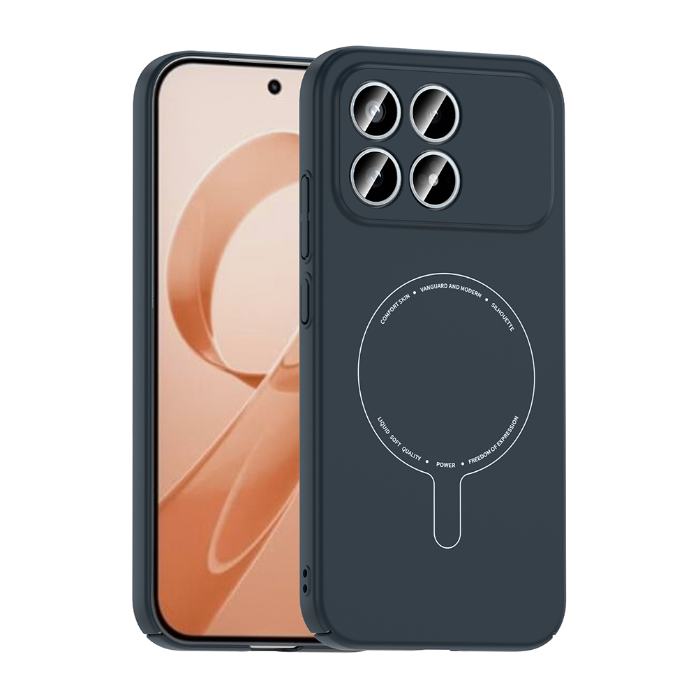 Xiaomi Poco F8 Pro Kılıf M-Safe Şarj Özellikli Kamera Korumalı Zore Elio Sert PC Kapak - Lacivert
