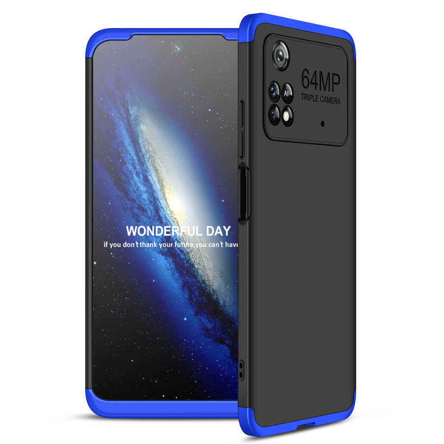 Xiaomi Poco M4 Pro 4G Kılıf Zore Ays Kapak - Siyah-Mavi