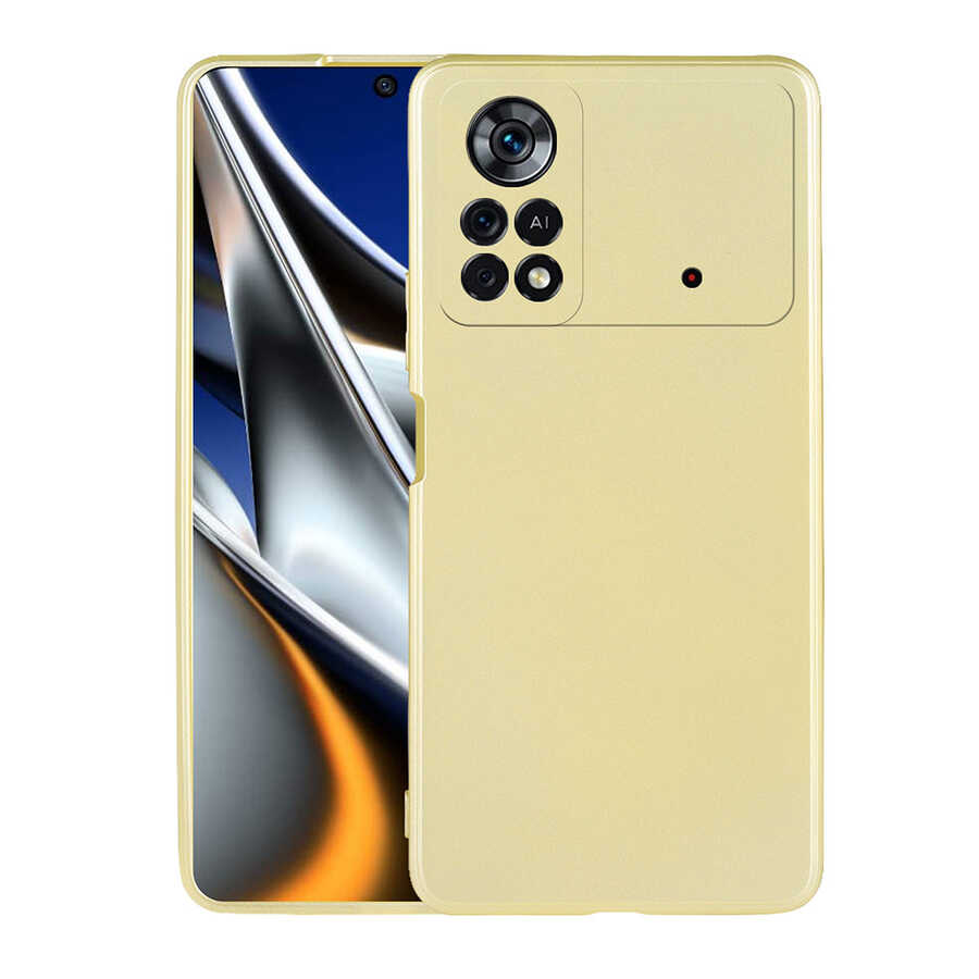 Xiaomi Poco M4 Pro 4G Kılıf Zore Premier Silikon Kapak - Gold